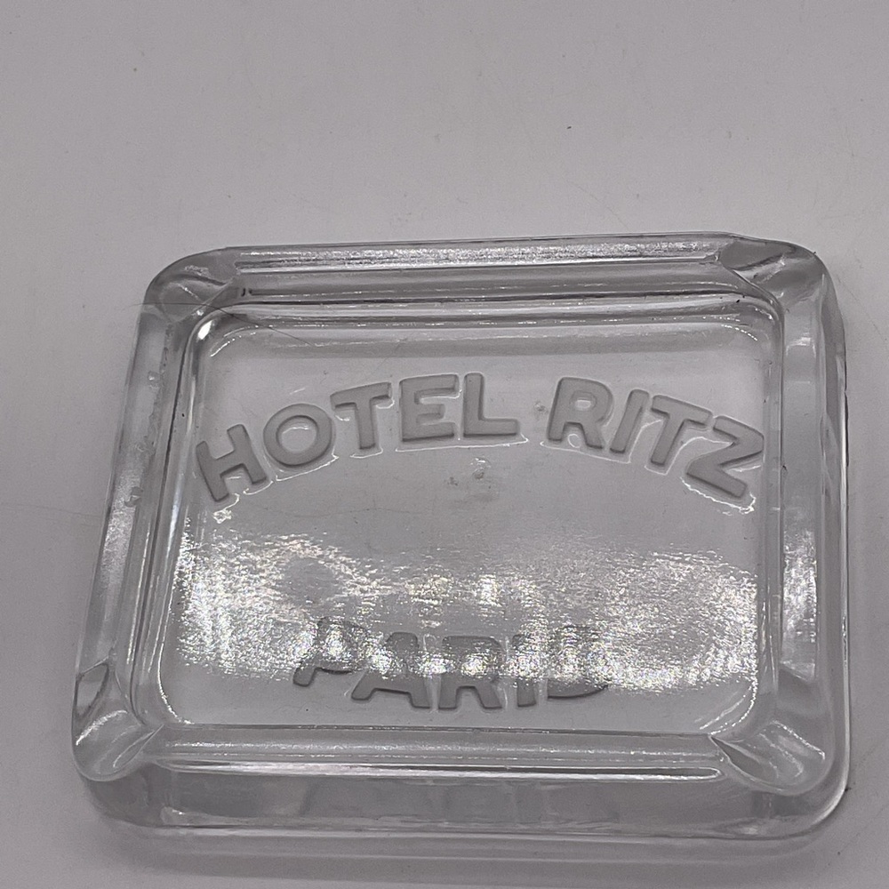Vintage 1930’s Art Deco Style Hotel Ritz Paris Clear Glass Ashtray- Flawed
